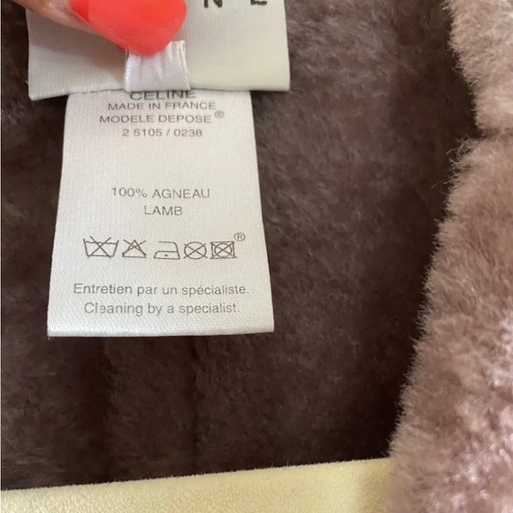 Celine Leather Shearling Metallic Coat Jacket Size 40 - Picture 6 of 8